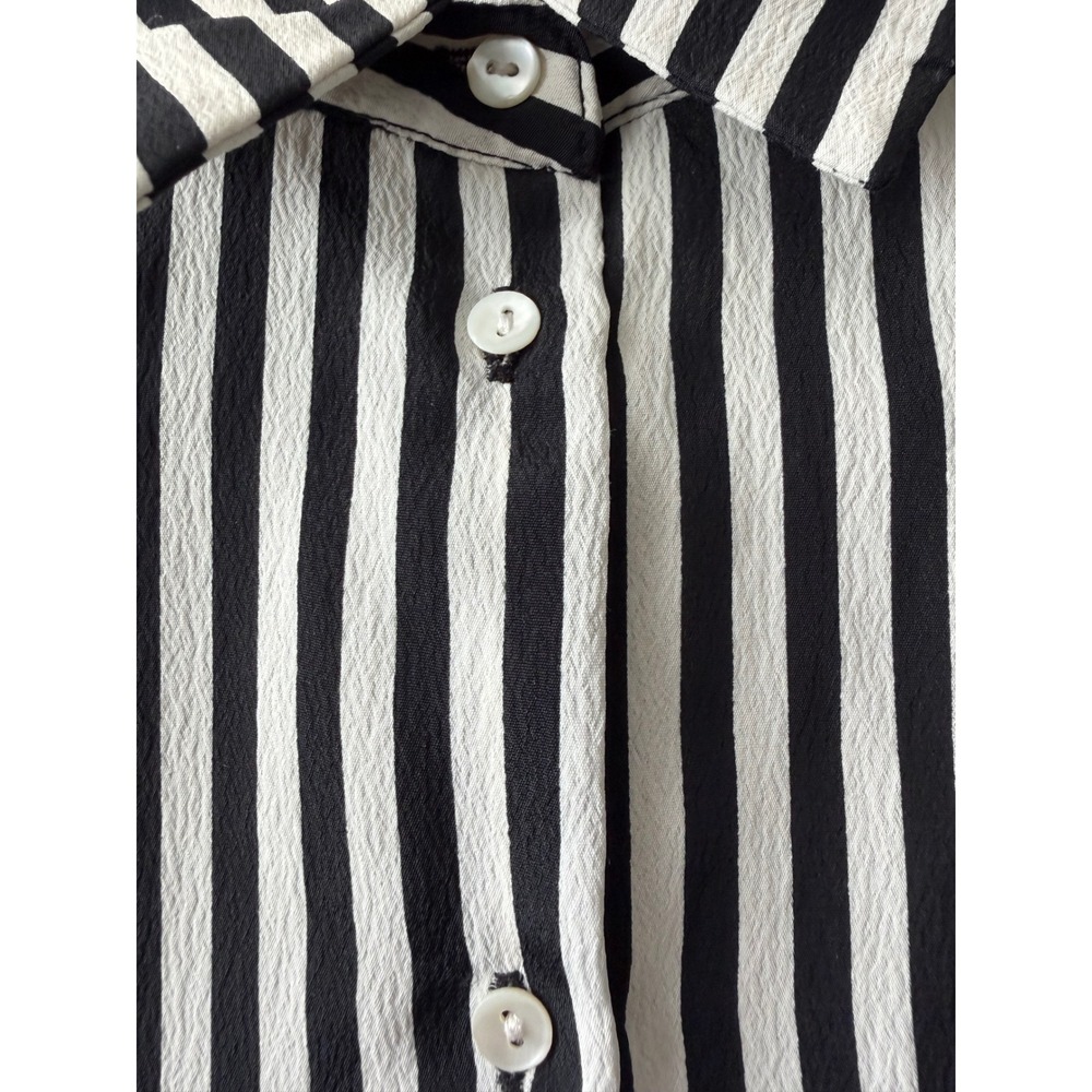 H&M Womens  Black & White Striped Button Down Shirt Blouse Size 8 Long Sleeve - Picture 6 of 8